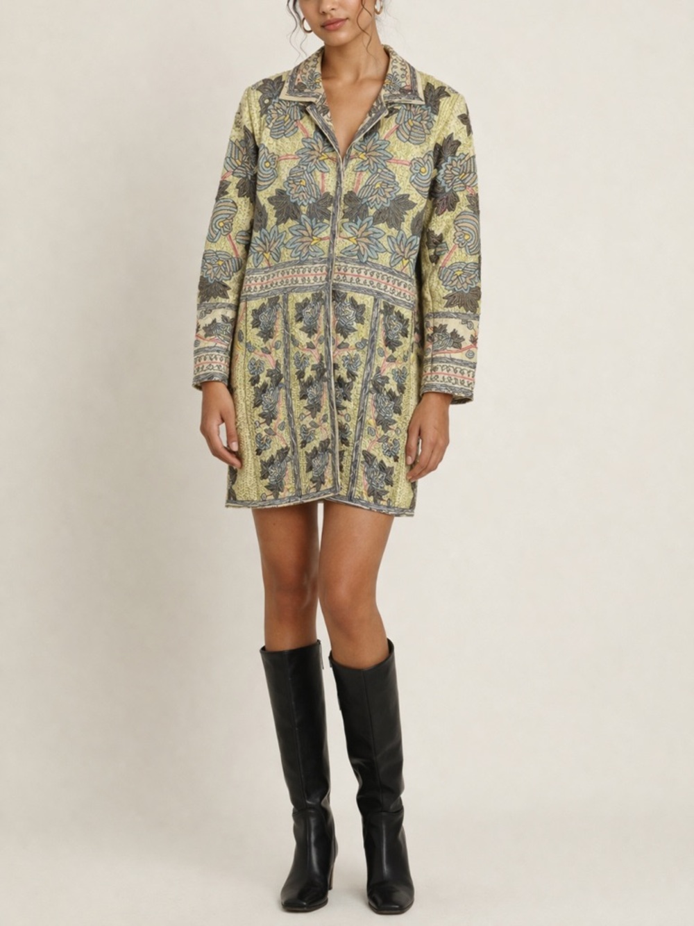 Biya Johnny Was Jacket Silk Embroidered Coat Floral